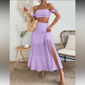 Lavender Maxi Skirt and crop top matching set
